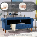 Banco de almacenamiento tapizado en tela gris/negro/beige/azul, con brazos enrollados, capacidad para 2 personas