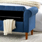 Banco de almacenamiento tapizado en tela gris/negro/beige/azul, con brazos enrollados, capacidad para 2 personas