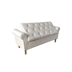 Banco de almacenamiento tapizado en tela gris/negro/beige/azul, con brazos enrollados, capacidad para 2 personas