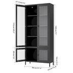 Mueble expositor de metal con puertas y cristal estriado negro/oscuro, 4 puertas, 5 estantes, 1 unidad