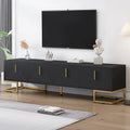 Mueble de TV Negro+Dorado con Manijas Doradas y Armarios para Televisores