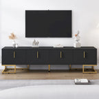 Mueble de TV Negro+Dorado con Manijas Doradas y Armarios para Televisores