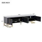 Mueble de TV Negro+Dorado con Manijas Doradas y Armarios para Televisores