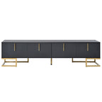 Mueble de TV Negro+Dorado con Manijas Doradas y Armarios para Televisores