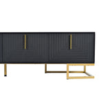 Mueble de TV Negro+Dorado con Manijas Doradas y Armarios para Televisores
