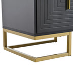 Mueble de TV Negro+Dorado con Manijas Doradas y Armarios para Televisores