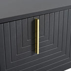 Mueble de TV Negro+Dorado con Manijas Doradas y Armarios para Televisores