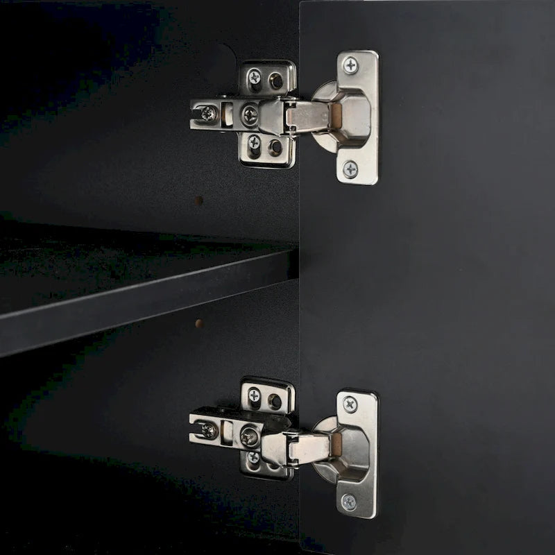 Mueble de TV Negro+Dorado con Manijas Doradas y Armarios para Televisores