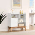 Mueble de almacenamiento color roble y blanco roto – Mueble de suelo de 5 estantes para 1 espacio
