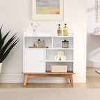 Mueble de almacenamiento color roble y blanco roto – Mueble de suelo de 5 estantes para 1 espacio