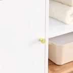 Mueble de almacenamiento color roble y blanco roto – Mueble de suelo de 5 estantes para 1 espacio