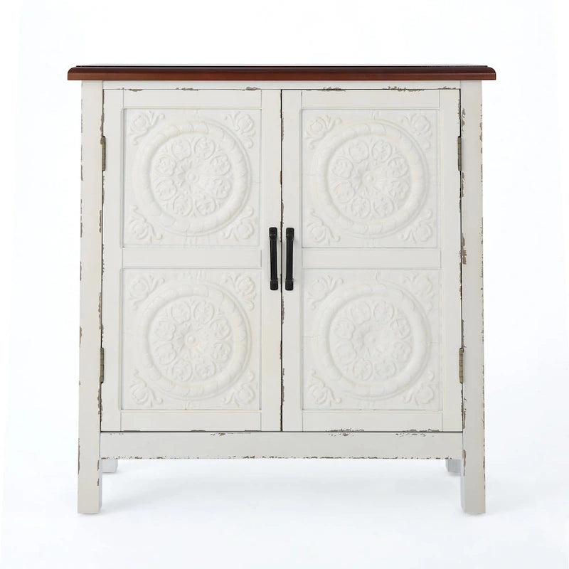 Mueble de almacenamiento con frontal de azulejos, marrón/azul marino, individual