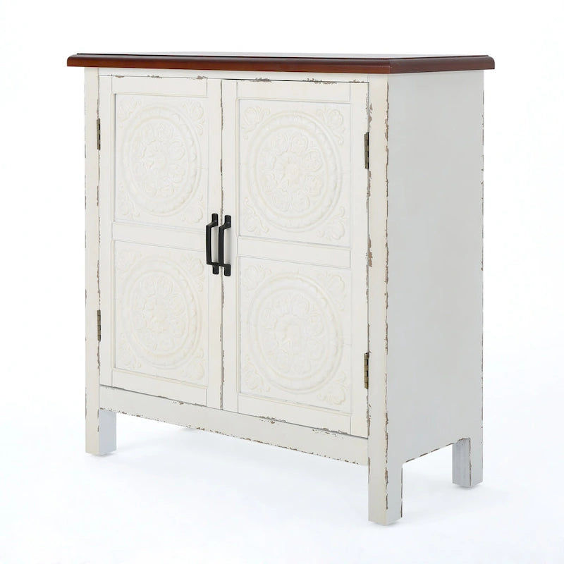 Mueble de almacenamiento con frontal de azulejos, marrón/azul marino, individual