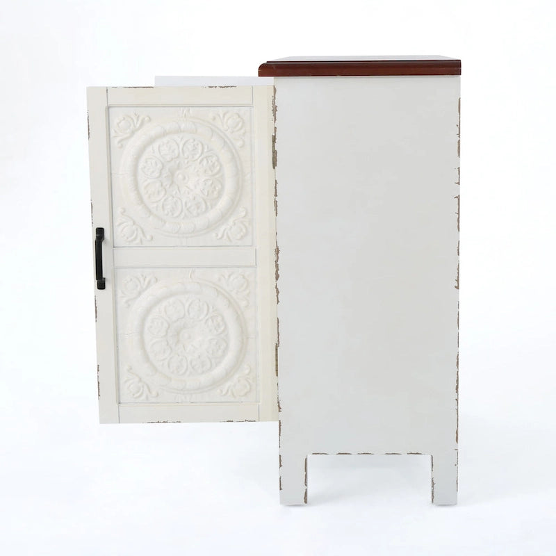 Mueble de almacenamiento con frontal de azulejos, marrón/azul marino, individual