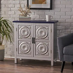 Mueble de almacenamiento con frontal de azulejos, marrón/azul marino, individual