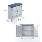 Mueble de almacenamiento con frontal de azulejos, marrón/azul marino, individual