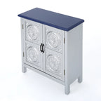 Mueble de almacenamiento con frontal de azulejos, marrón/azul marino, individual