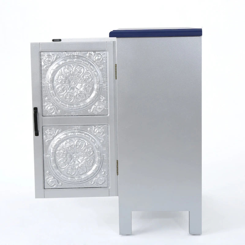 Mueble de almacenamiento con frontal de azulejos, marrón/azul marino, individual