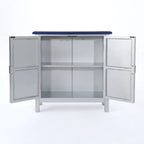 Mueble de almacenamiento con frontal de azulejos, marrón/azul marino, individual