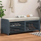 Banco de almacenamiento con contraventanas y chapa de acacia – Blanco / Gris / Espresso / Azul marino / Blanco envejecido, 1 asiento