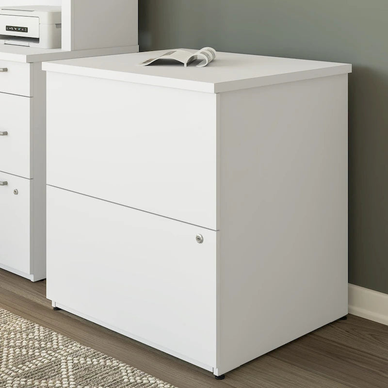 Archivador lateral de 2 cajones, estilo clásico – Carbón / Gris / Plateado / Blanco