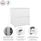 Archivador lateral de 2 cajones, estilo clásico – Carbón / Gris / Plateado / Blanco