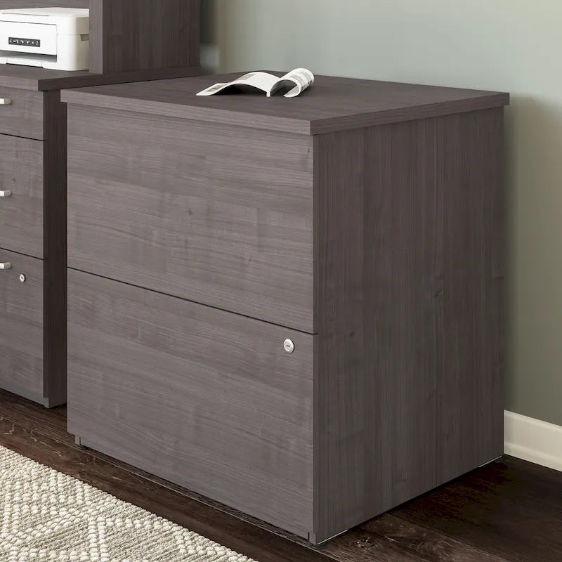 Archivador lateral de 2 cajones, estilo clásico – Carbón / Gris / Plateado / Blanco
