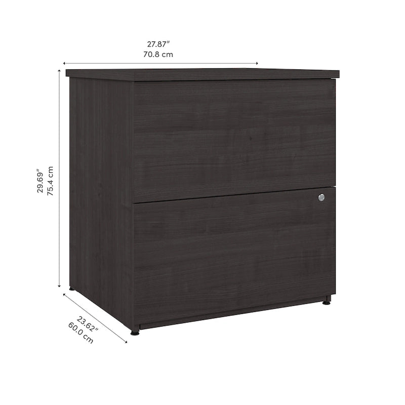 Archivador lateral de 2 cajones, estilo clásico – Carbón / Gris / Plateado / Blanco