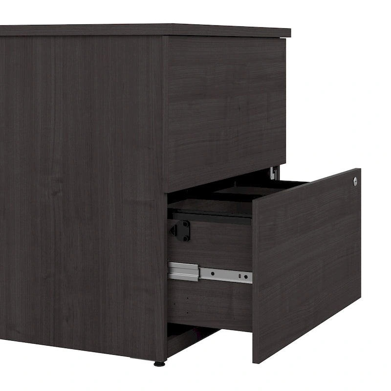 Archivador lateral de 2 cajones, estilo clásico – Carbón / Gris / Plateado / Blanco