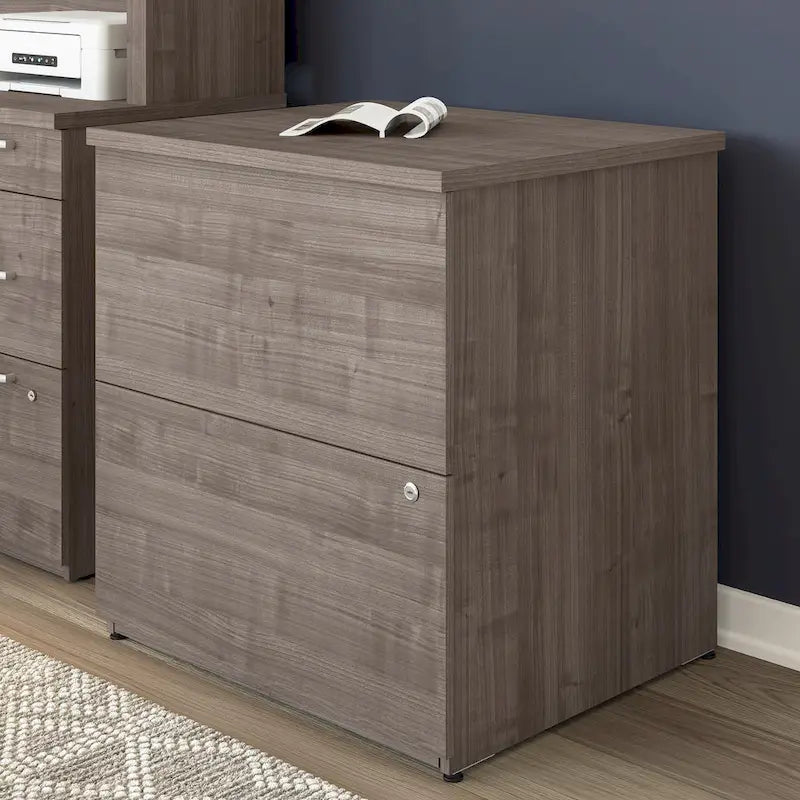 Archivador lateral de 2 cajones, estilo clásico – Carbón / Gris / Plateado / Blanco