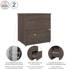 Archivador lateral de 2 cajones, estilo clásico – Carbón / Gris / Plateado / Blanco