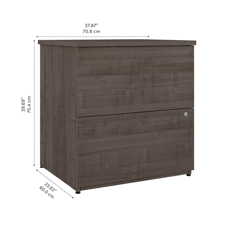 Archivador lateral de 2 cajones, estilo clásico – Carbón / Gris / Plateado / Blanco