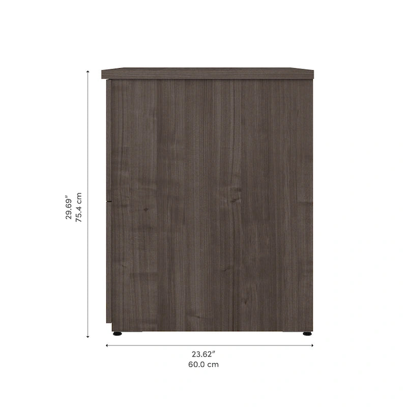 Archivador lateral de 2 cajones, estilo clásico – Carbón / Gris / Plateado / Blanco