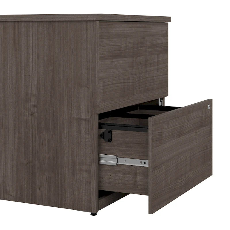 Archivador lateral de 2 cajones, estilo clásico – Carbón / Gris / Plateado / Blanco