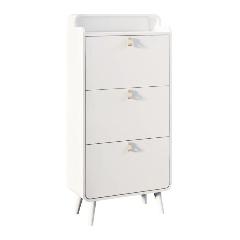 Zapatero blanco de 3 cajones con estilo de arco - Capacidad para hasta 18 pares