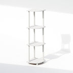 Estante esquinero de exhibición de 4 niveles, blanco/blanco, requiere un montaje por persona