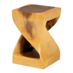 Mesa auxiliar de madera de Suar - Mesa decorativa escultural con diseño retorcido, estilo bohemio moderno para salón o dormitorio