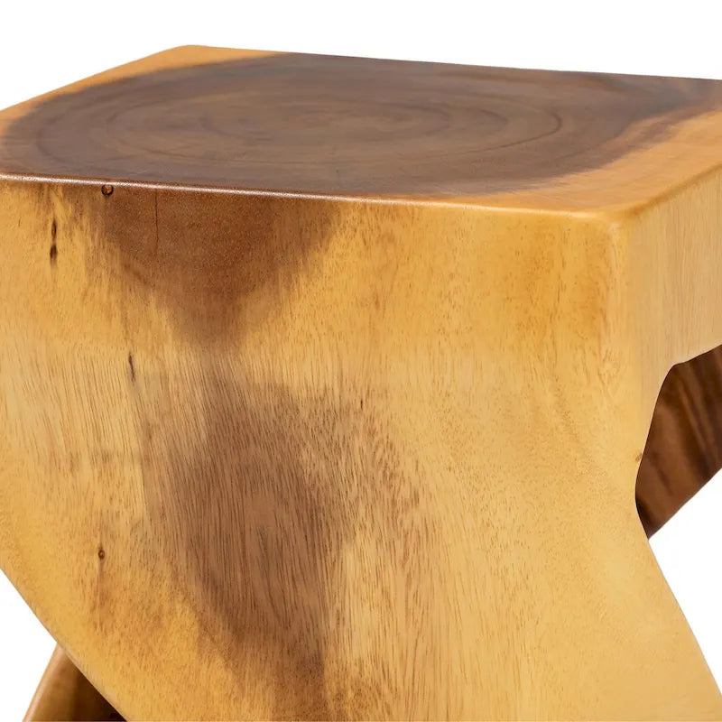 Mesa auxiliar de madera de Suar - Mesa decorativa escultural con diseño retorcido, estilo bohemio moderno para salón o dormitorio