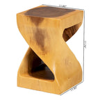 Mesa auxiliar de madera de Suar - Mesa decorativa escultural con diseño retorcido, estilo bohemio moderno para salón o dormitorio