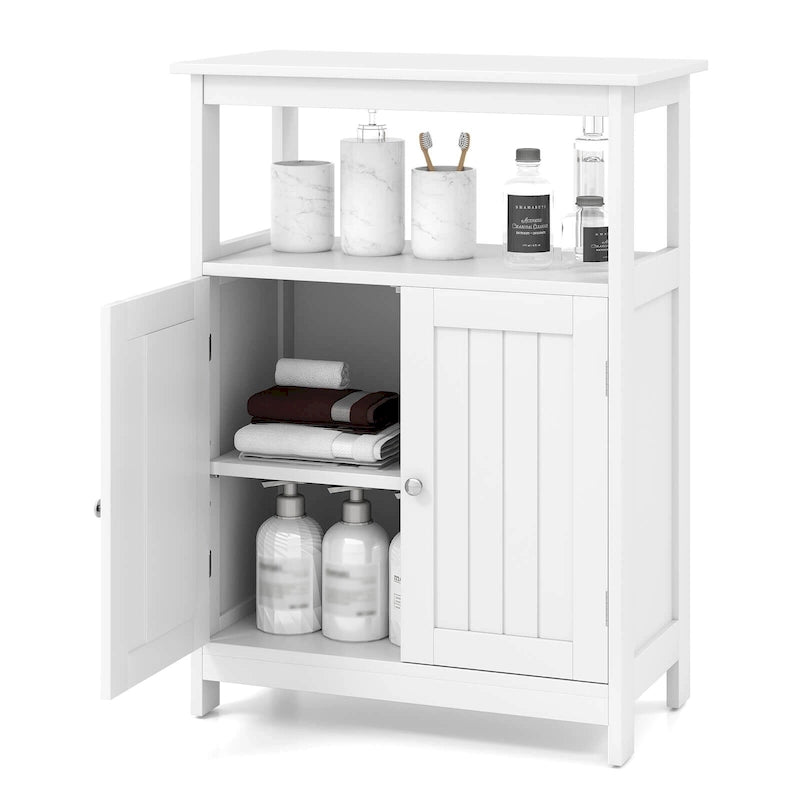 Mueble de almacenamiento de suelo de 2 puertas blanco/negro – Unidad individual