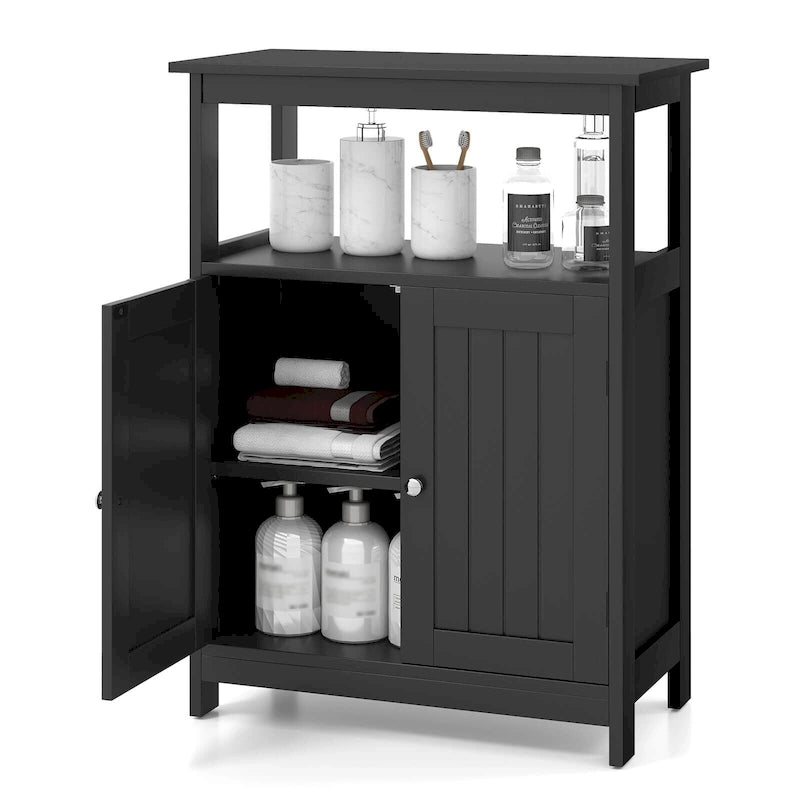 Mueble de almacenamiento de suelo de 2 puertas blanco/negro – Unidad individual