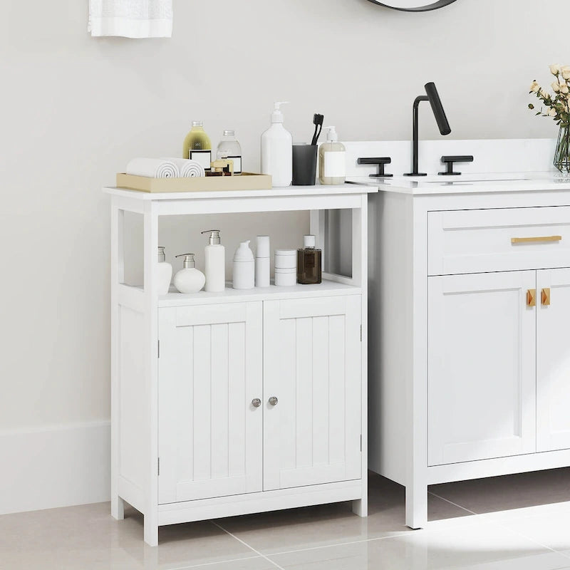 Mueble de almacenamiento de suelo de 2 puertas blanco/negro – Unidad individual
