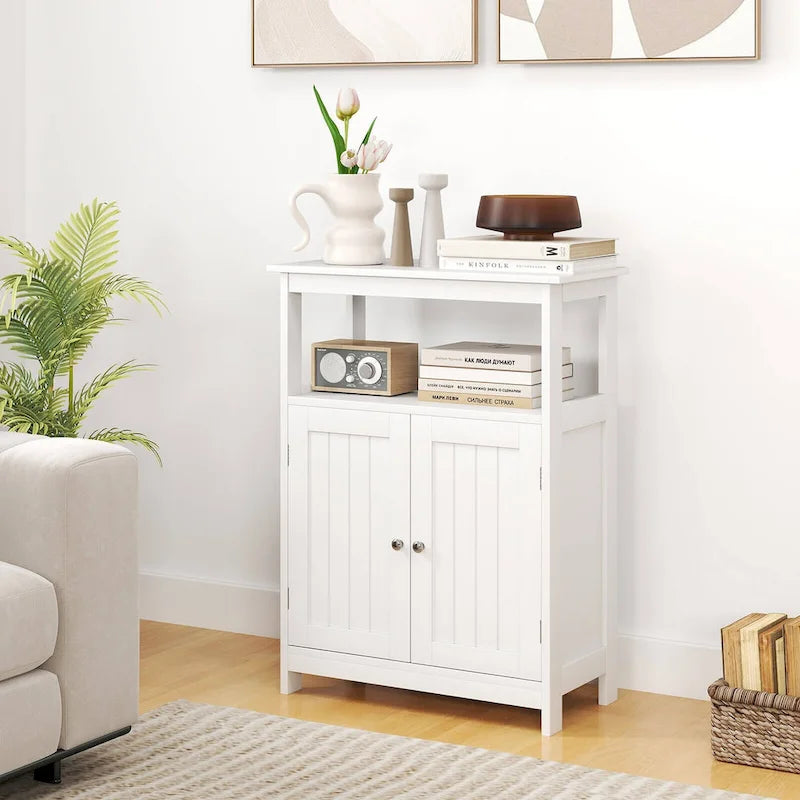 Mueble de almacenamiento de suelo de 2 puertas blanco/negro – Unidad individual