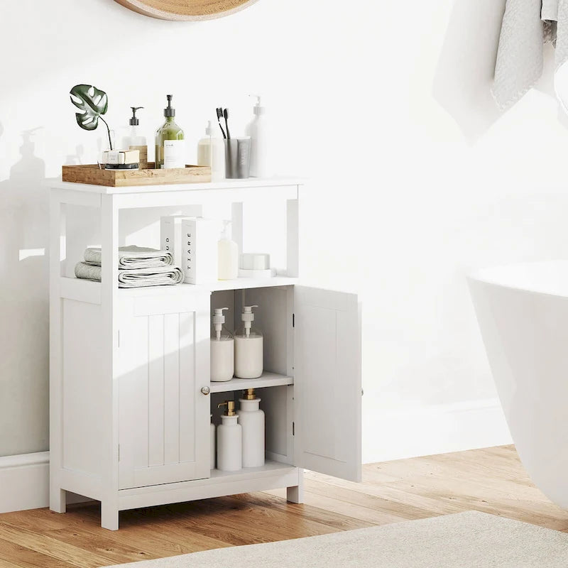 Mueble de almacenamiento de suelo de 2 puertas blanco/negro – Unidad individual