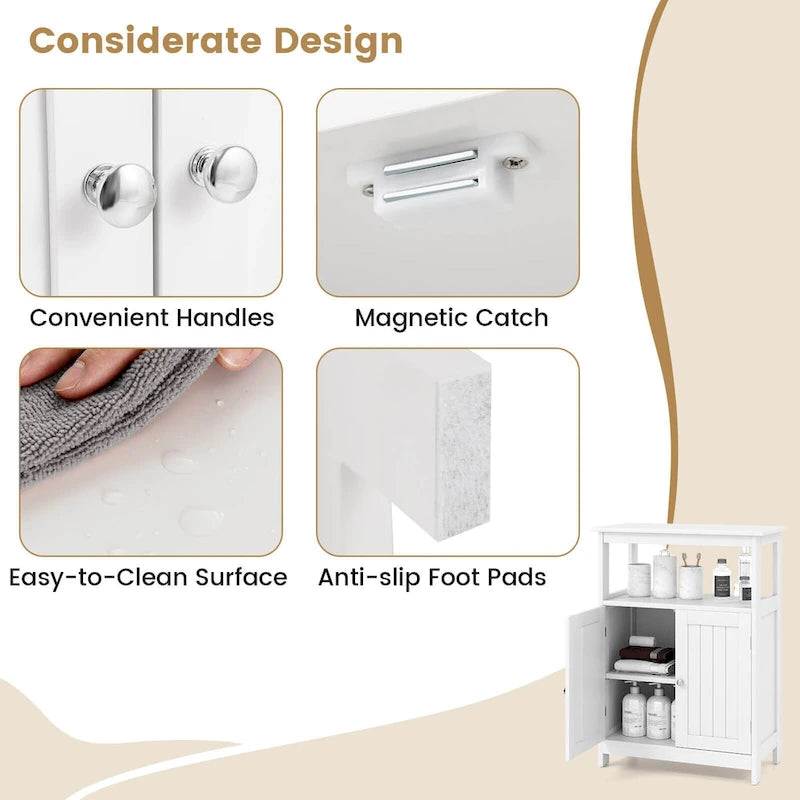 Mueble de almacenamiento de suelo de 2 puertas blanco/negro – Unidad individual