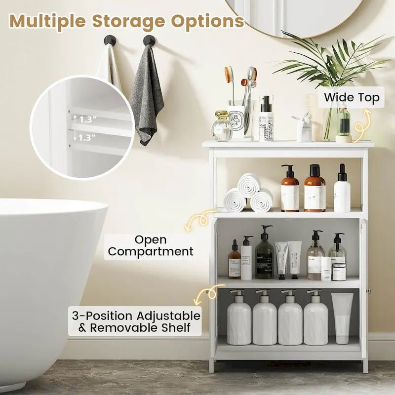 Mueble de almacenamiento de suelo de 2 puertas blanco/negro – Unidad individual