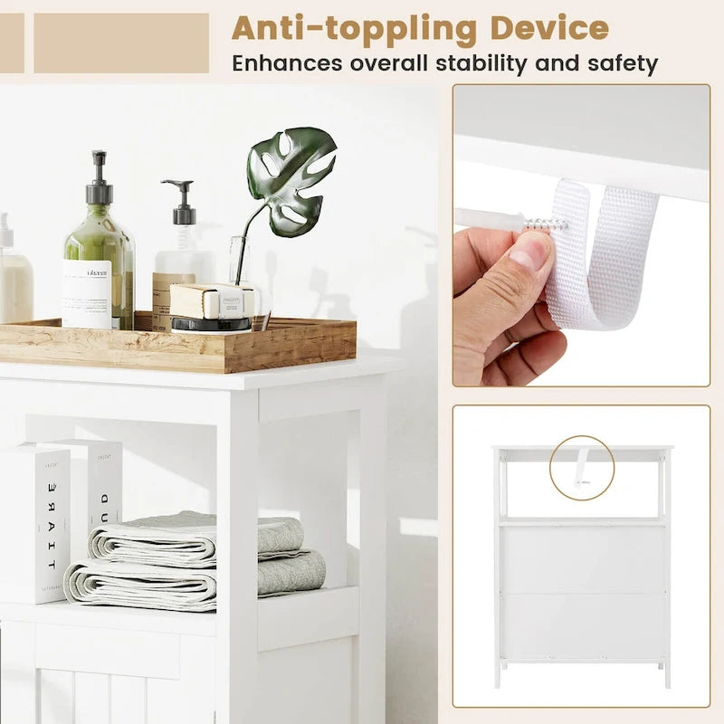 Mueble de almacenamiento de suelo de 2 puertas blanco/negro – Unidad individual