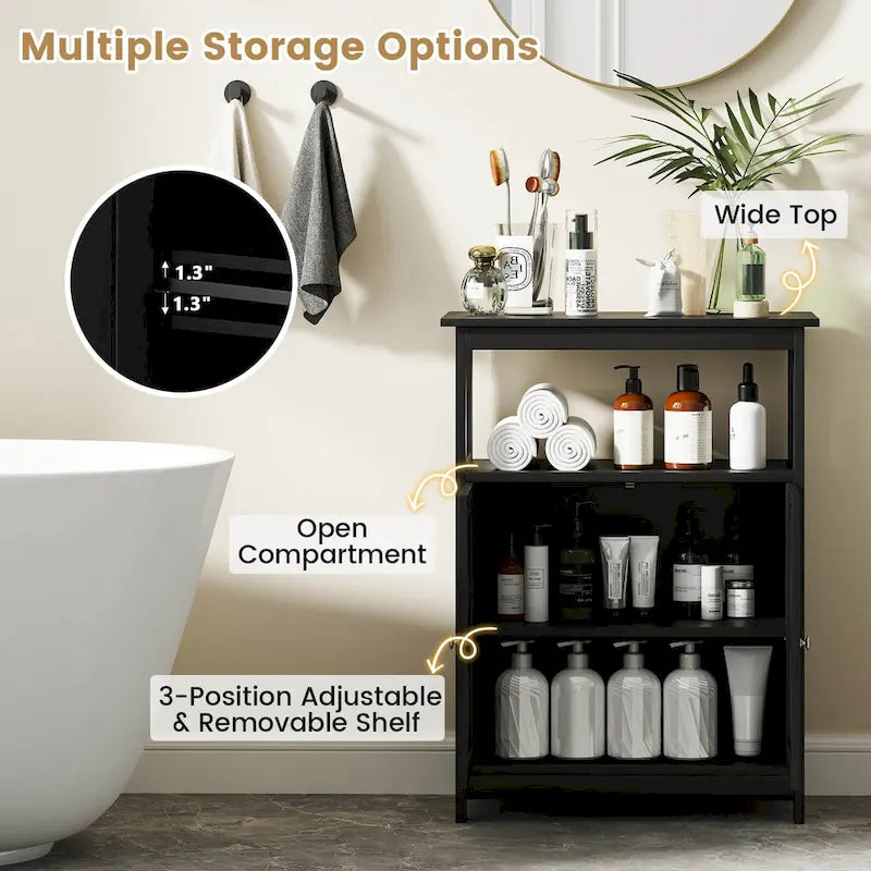 Mueble de almacenamiento de suelo de 2 puertas blanco/negro – Unidad individual