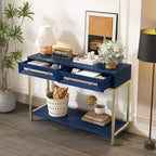 Mesa de entrada de madera con 2 cajones para sala de estar o recibidor