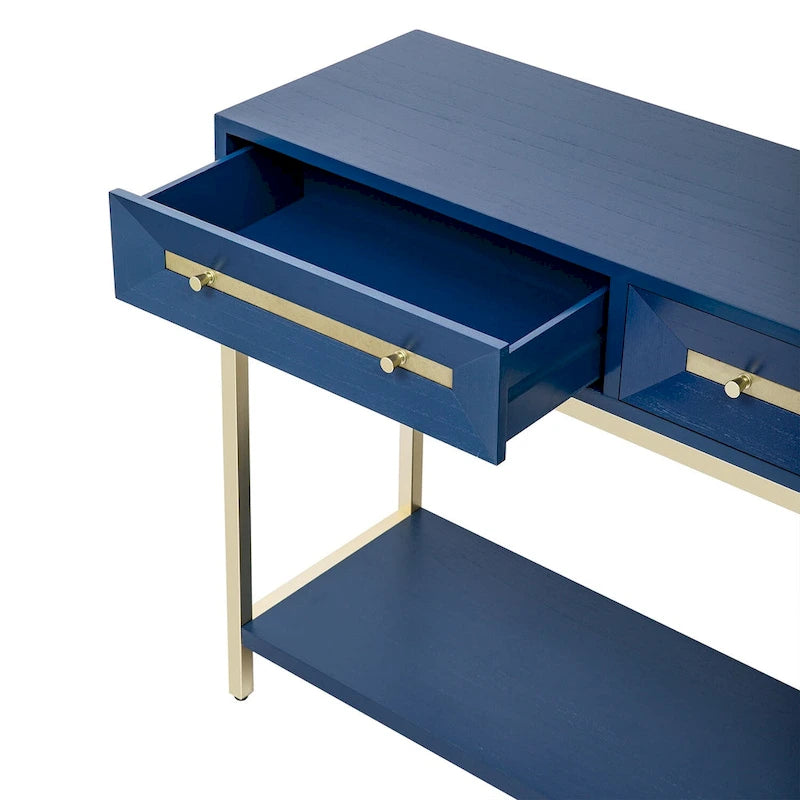 Mesa de entrada de madera con 2 cajones para sala de estar o recibidor